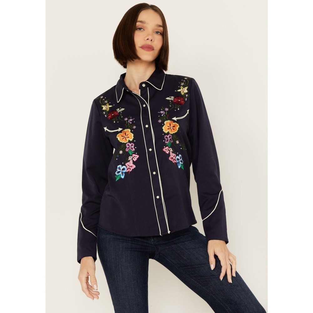Scully Women's Floral Embroidered Western Shirt - XLarge